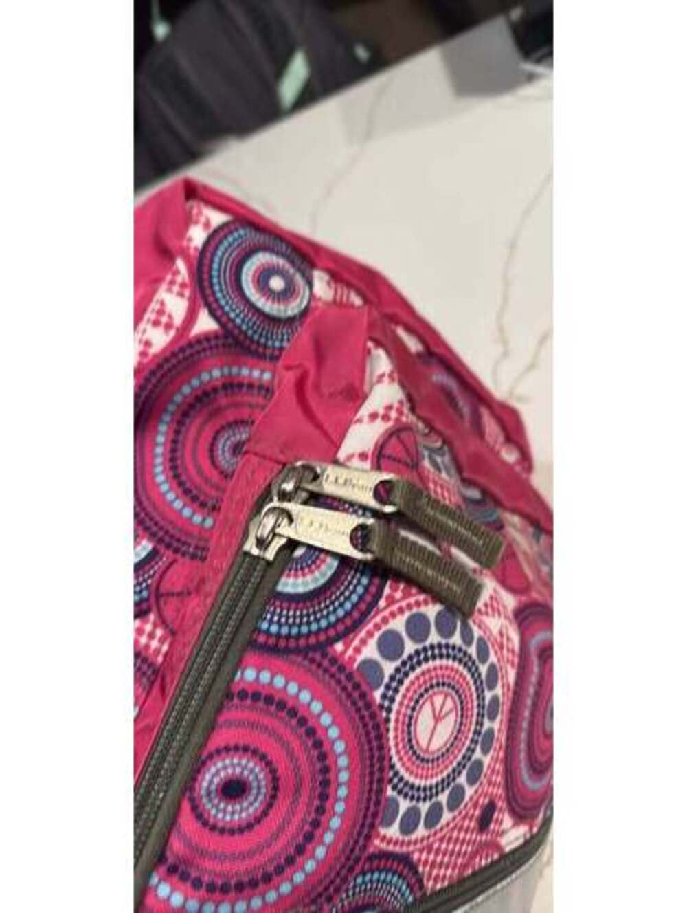 L.L.Bean Pink Peace Sign Backpack - Picture 6 of 9